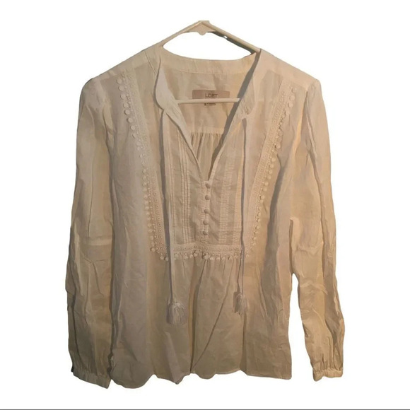 CLOSET CLOSING! LAST CHANCE NEW Loft M boho tassel blouse - Picture 1 of 5